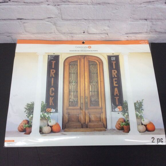 Celebrate It Trick or Treat Front Door Banners Pumpkins Halloween Decorations - Picture 1 of 8